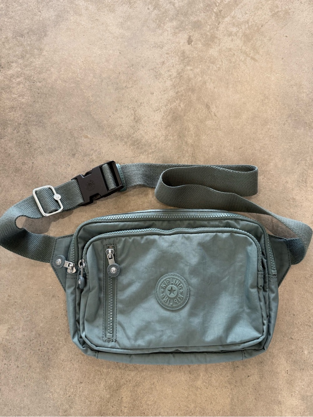 Kipling Olive Green Waist Belt Bag with Adjustable Strap sturdy unisex